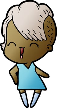 happy cartoon hipster girl vector