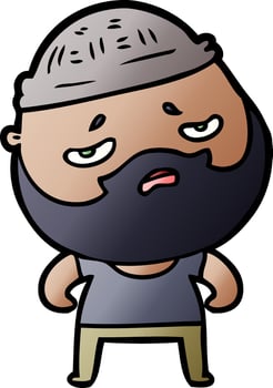 cartoon worried man with beard vector