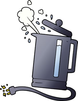 cartoon electric kettle boiling vector