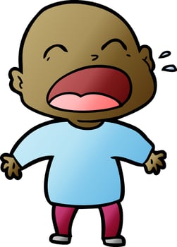 cartoon shouting bald man vector