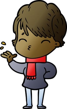 cartoon woman thinking vector