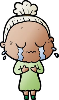 cartoon crying old lady vector