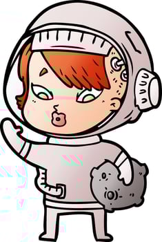 cartoon astronaut woman vector