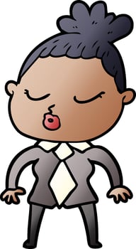 cartoon calm woman vector