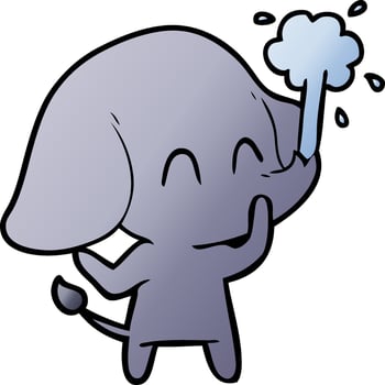 cute cartoon elephant spouting water vector