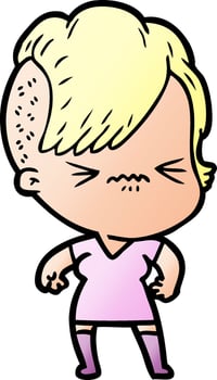 cartoon annoyed hipster girl vector
