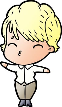 cartoon woman thinking vector