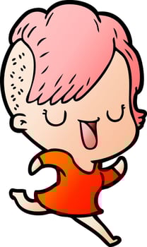 cute cartoon girl with hipster haircut vector