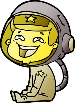 cartoon laughing astronaut vector