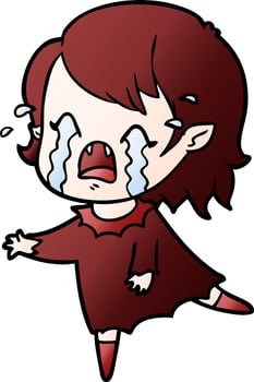 cartoon crying vampire girl vector