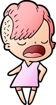 cartoon cool hipster girl talking vector