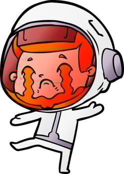 cartoon crying astronaut vector
