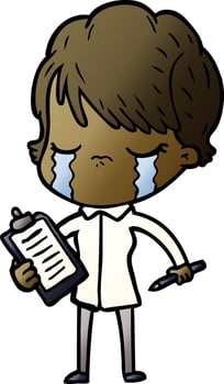 cartoon woman crying vector