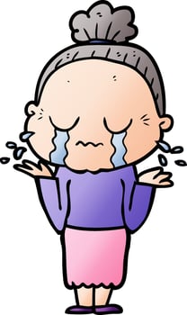 cartoon crying old lady vector