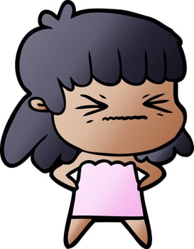 cartoon angry girl vector
