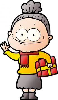cartoon happy old woman vector
