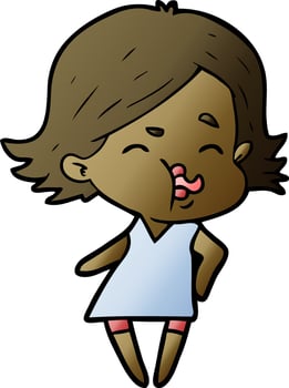 cartoon girl pulling face vector