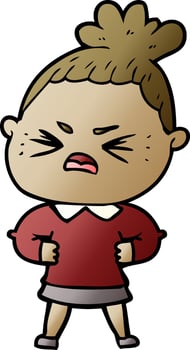 cartoon angry woman vector
