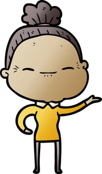 cartoon peaceful old woman vector
