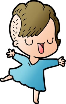 cute cartoon girl with hipster haircut vector
