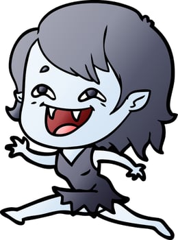 cartoon laughing vampire girl vector