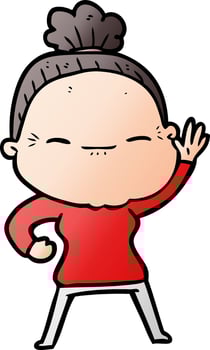 cartoon peaceful old woman vector