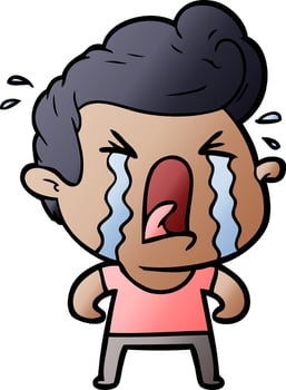 cartoon crying man vector