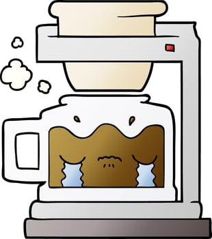 cartoon crying filter coffee machine vector