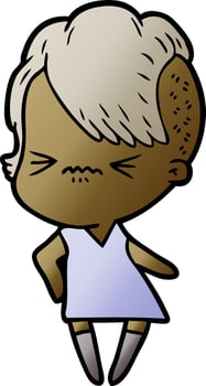 cartoon annoyed hipster girl vector