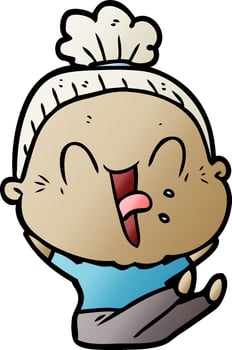 cartoon happy old woman vector