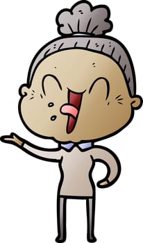 cartoon happy old woman vector