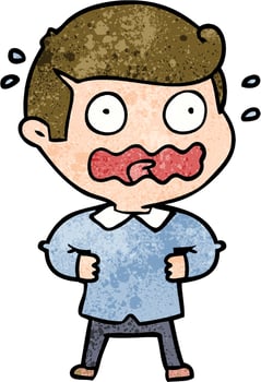 Retro grunge texture cartoon man stressed vector