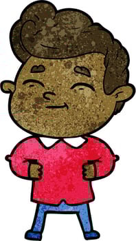 Retro grunge texture cartoon friendly man vector