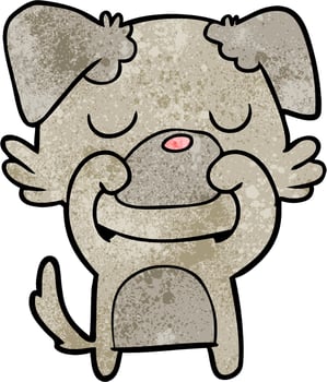 Retro grunge texture cartoon cute dog vector