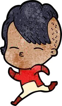 Retro grunge texture cartoon girl squinting vector