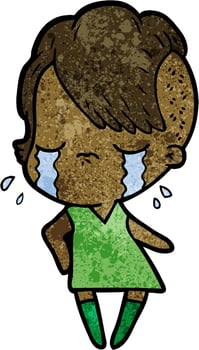 cartoon crying girl vector