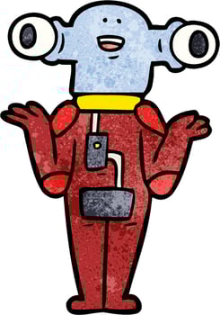 friendly cartoon alien shrugging vector