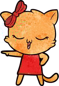 cartoon cat with bow on head vector