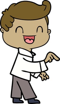 cartoon happy man pointing vector