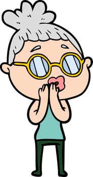 cartoon woman wearing spectacles vector