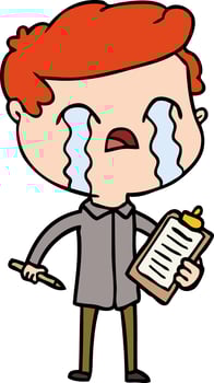 cartoon salesman crying vector