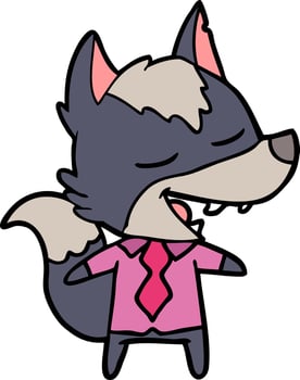cartoon office wolf laughing vector