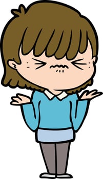 annoyed cartoon girl vector