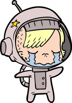cartoon crying astronaut girl vector