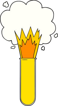 cartoon exploding chemicals in test tube vector
