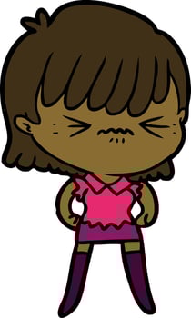 annoyed cartoon girl vector