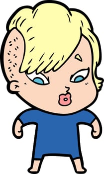cartoon surprised girl vector