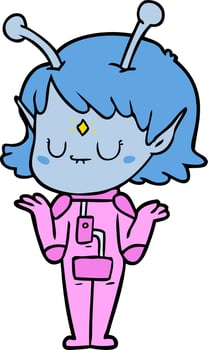 cartoon alien girl vector