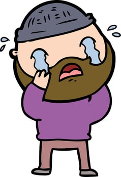 cartoon bearded man crying vector