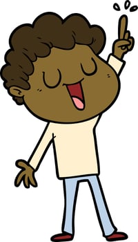 laughing cartoon man with great idea vector